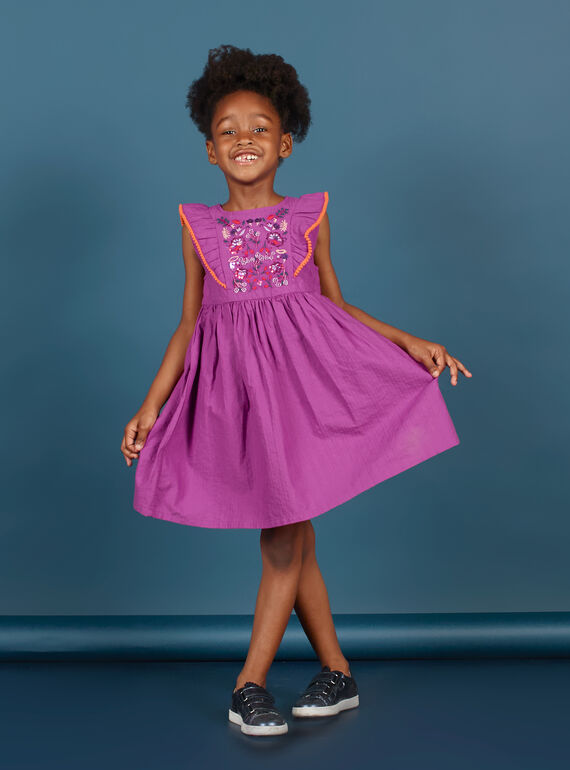 Besticktes Skaterkleid für Mädchen in Lila MAPAROB2 / 21W901H2ROB712
