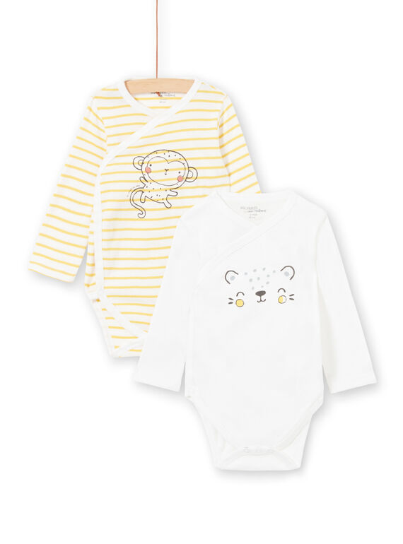 Set von 2 gelben und weißen Bodys für Jungen Geburten LOU1BOD2 / 21SF04H2BOD000