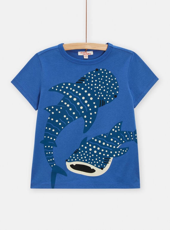 T-Shirt mit Haimotiven für Jungen in Blau TOJOTI7 / 24S902D2TMCC210