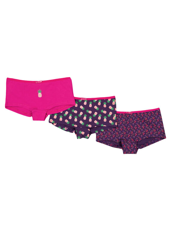 Set mit 3 lila Jersey-Shorts für Mädchen GEFAHOTANA / 19WH11N1SHY708