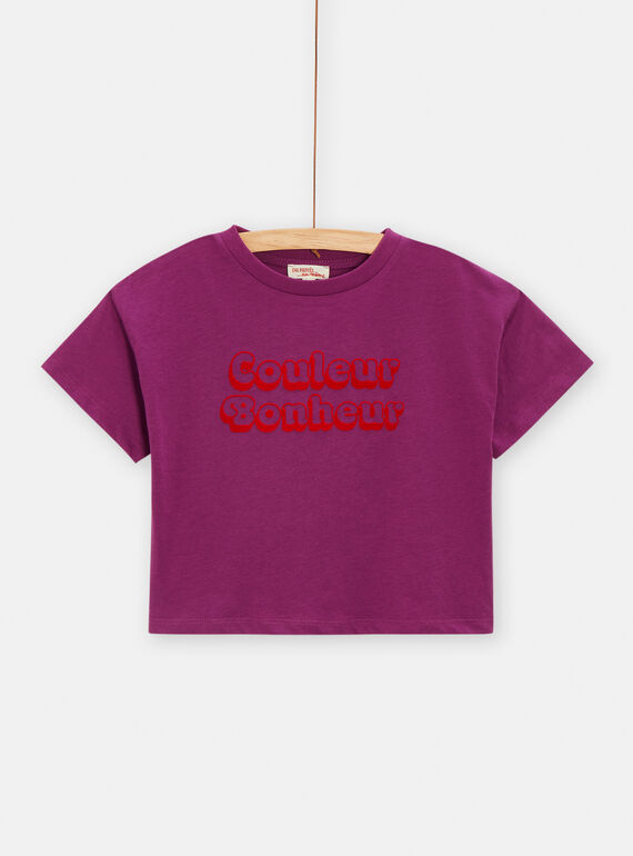 Oversize-T-Shirt mit Schriftzug für Mädchen in Violett TAMUMTI2 / 24S901R1TMC712