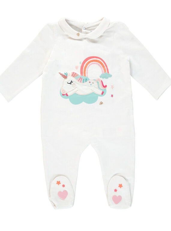 Weißer Babystrampler für Mädchen, mit Kragen JEFIGRECLAU / 20SH13C3GRE000