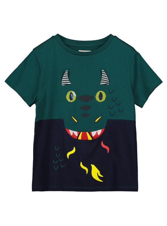 Bicolor T-Shirt mit kurzen Ärmeln und schicker Tasche GOVETI2 / 19W90221TMCG614