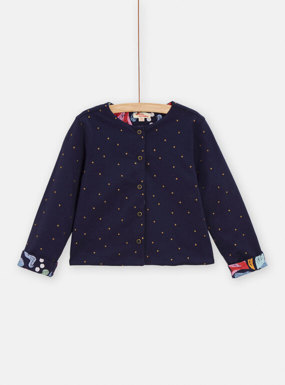 Dunkelblaue Wende-Strickjacke für Mädchen TACLUCAR / 24S901O1CARC211