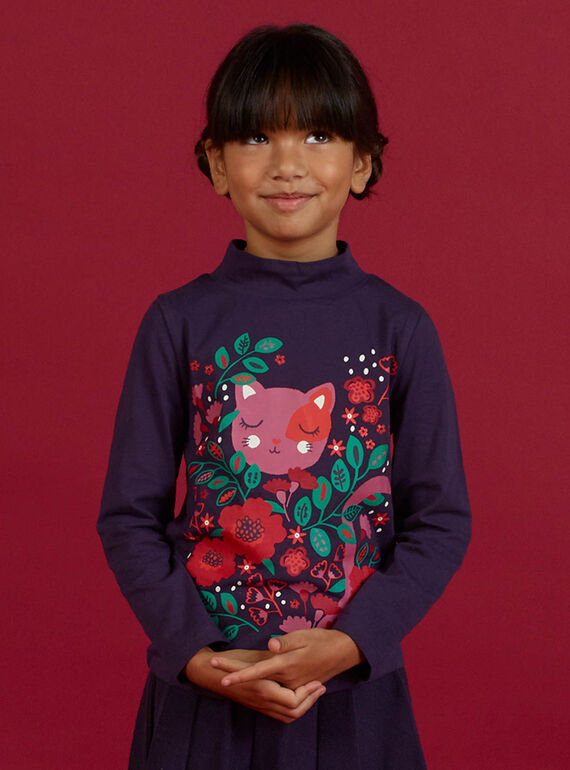Lila Rollkragen-T-Shirt mit einem Fantasy-Motiv für Mädchen MAFUNSOUP / 21W901M1SPLH703