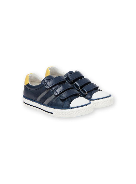 Turnschuhe navy blau und gelb Kind Junge JGBASLIAGM / 20SK36Y1D3F070
