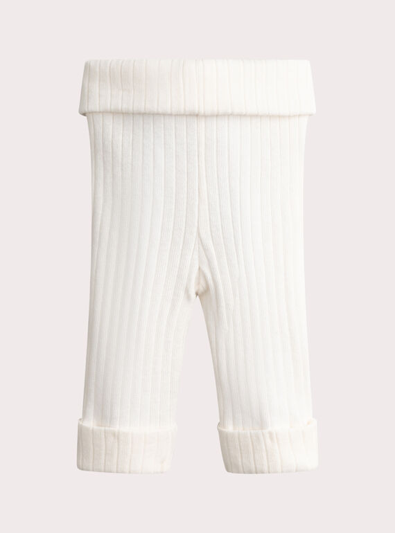 Leggings zur Geburt Ecru aus warmem Gewebe VOU1LEG / 24WF42C1CAL001