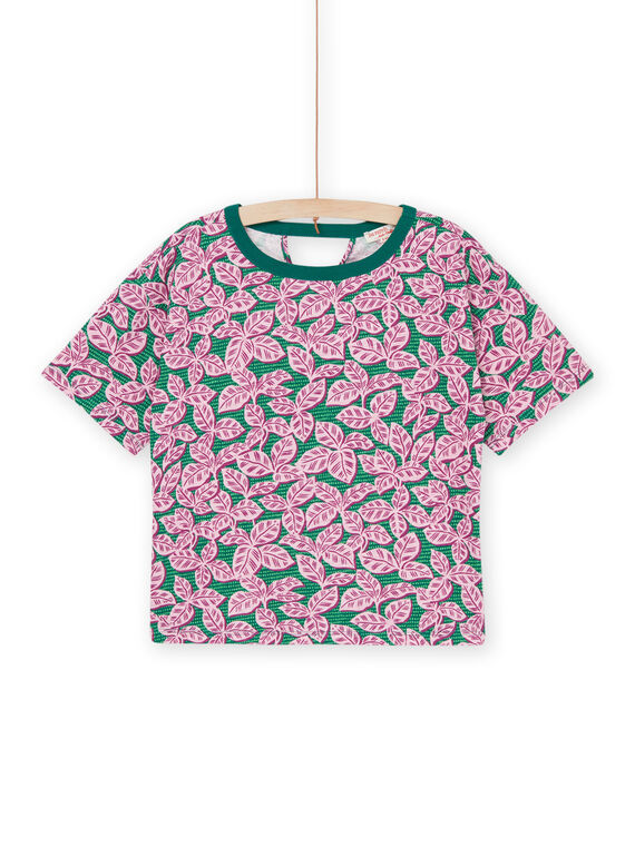 Grünes T-Shirt mit tropischem Aufdruck RAEXOTI4 / 23S901V2TMCG614