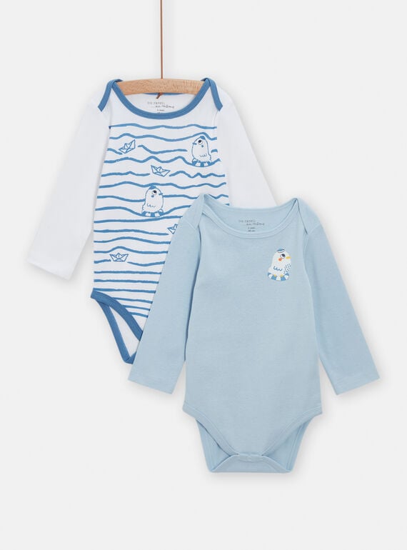 Doppelpack blau-weiße Bodys für Baby-Jungen, sortiert TEGABODMOUET / 24SH1463BOD020