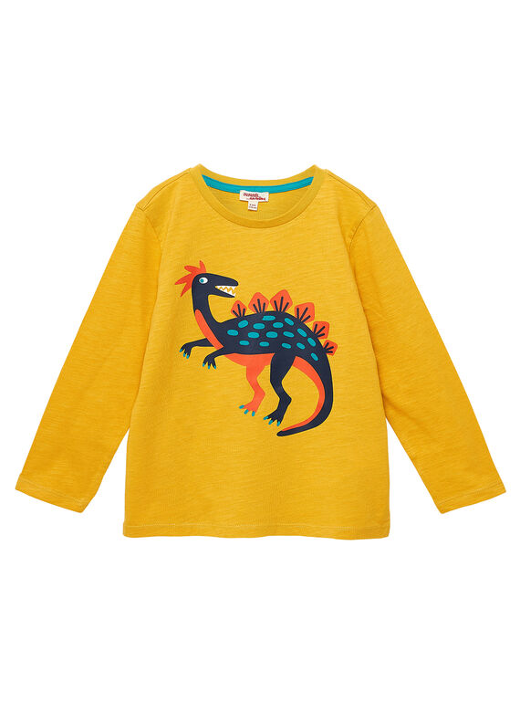 Gelbes langärmeliges Jungen-T-Shirt mit Dinosaurier-Print JOJOTEE3 / 20S90241D32B116