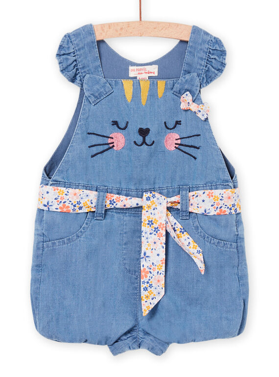 Kurze Latzhose aus Denim mit abnehmbarem Gürtel PICISAC / 22WG09M1SALP274