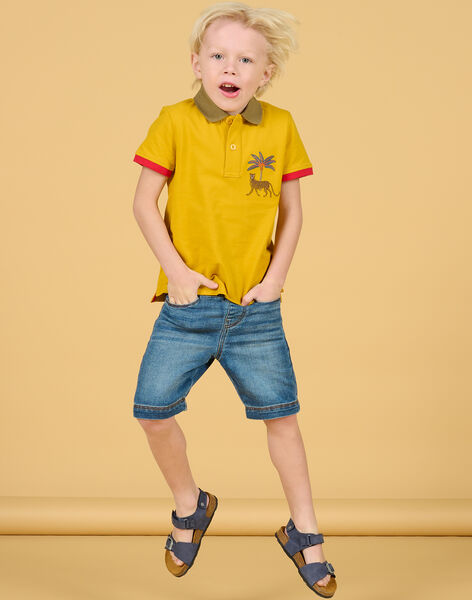 Gelbes Poloshirt mit Leoparden- und Palmenstickerei Kind Junge NOFLAPOL / 22S902R1POLB114