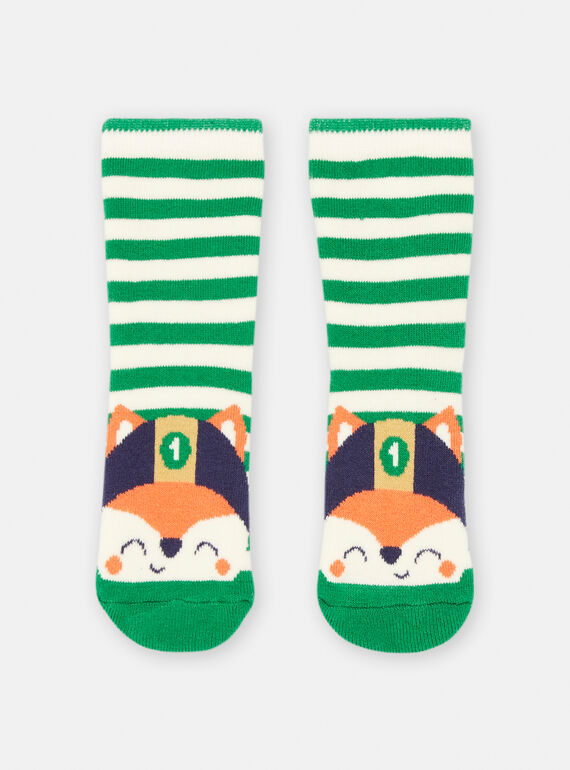 Grüne und ungebleichte Socken mit Streifenmuster für Baby-Jungen SYUKHOCHO / 23WI10N2SOQG629
