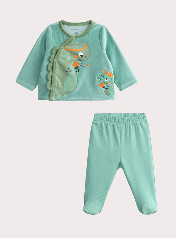 Pyjama aus zwei Materialien in Naturweiß WEGAPYJDIN / 25SH1491PYJ614