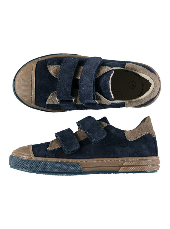 Zweifarbiger Sportschuh aus Spaltleder für draußen Jungen FGBASIK / 19SK3636D3F070