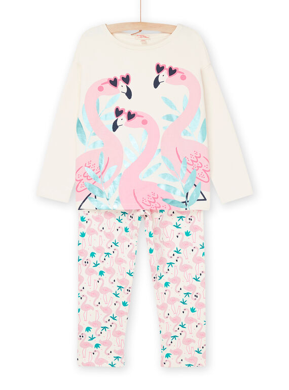 Rosa T-Shirt und Hose mit Flamingo-Muster und -Print REFAPYJFLA / 23SH11D2PYJ003