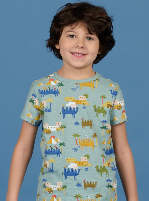 Wassergrünes T-Shirt mit Wüstenaufdruck für Kind Junge NOSANTI3 / 22S902S5TMC614