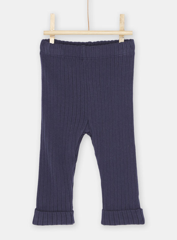 Gerippte Leggings, marineblau, Baby, Mädchen SYIJOLEGCO4 / 23WI09B3CAL070