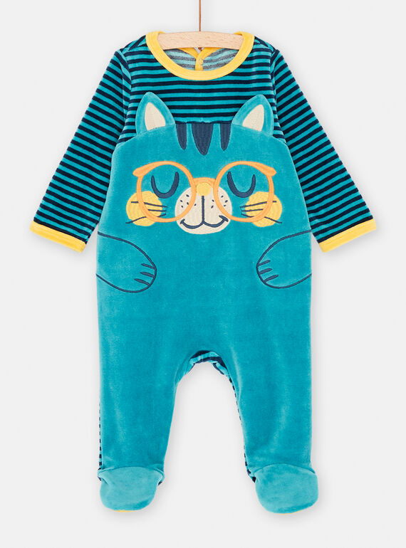 Blauer Schlafanzug mit Katzenprint und Streifen, Baby, Jungen SEGAGRECHA / 23WH1442GREC221