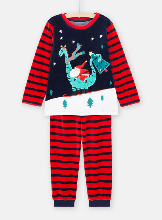 Nachtblauer und roter Weihnachtspyjama für Jungen SEGOPYJNO2 / 23WH12T2PYJ705