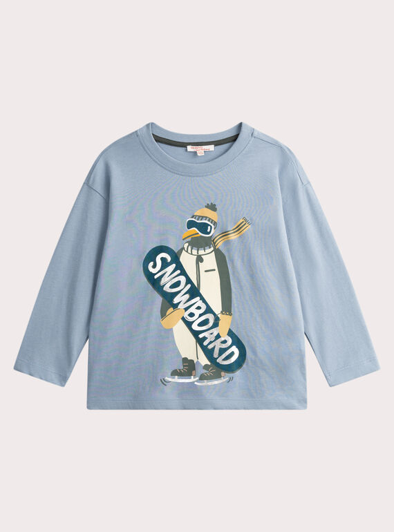 Himmelblaues T-Shirt mit Pinguinmotiv für Jungen VOPERTEE2 / 24W902R2TML706