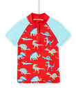 Rotes und orangefarbenes Anti-UV-Bade-T-Shirt für Kinder Jungen NYOMERUVTIDIN / 22SI02L2TUVF527