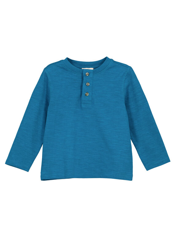 Langärmeliges Henley-Shirt in Petrolblau GOJOTUN5 / 19W90231D32714
