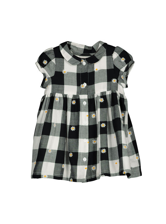 Kariertes Babykleid mit kurzen Ärmeln für Mädchen FILIROB3 / 19SG0923ROB001